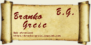 Branko Grčić vizit kartica